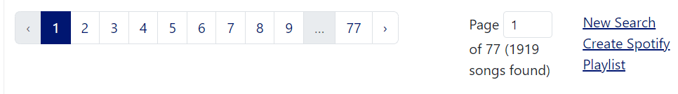 Image of search results footer with editable page number